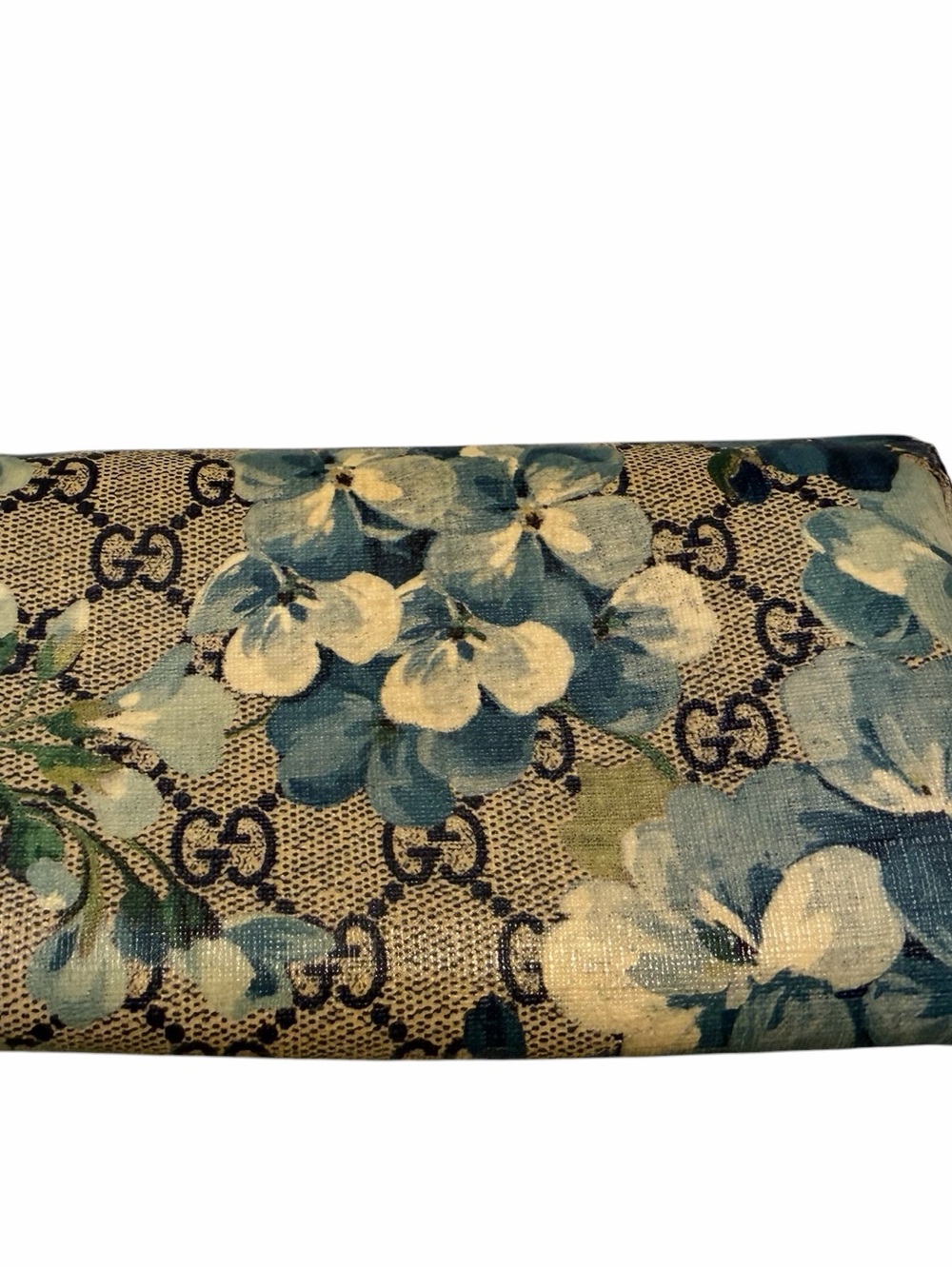 Authentic Gucci Floral GG Supreme Canvas Clutch in Blue and Green - Picture 2 of 10